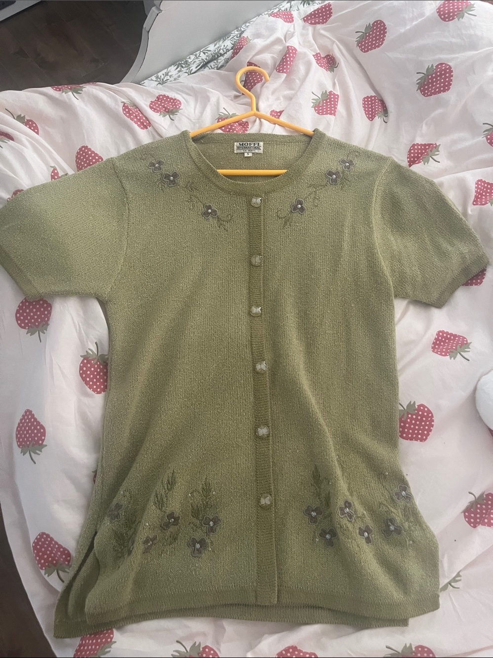 grandma style top with embroidery